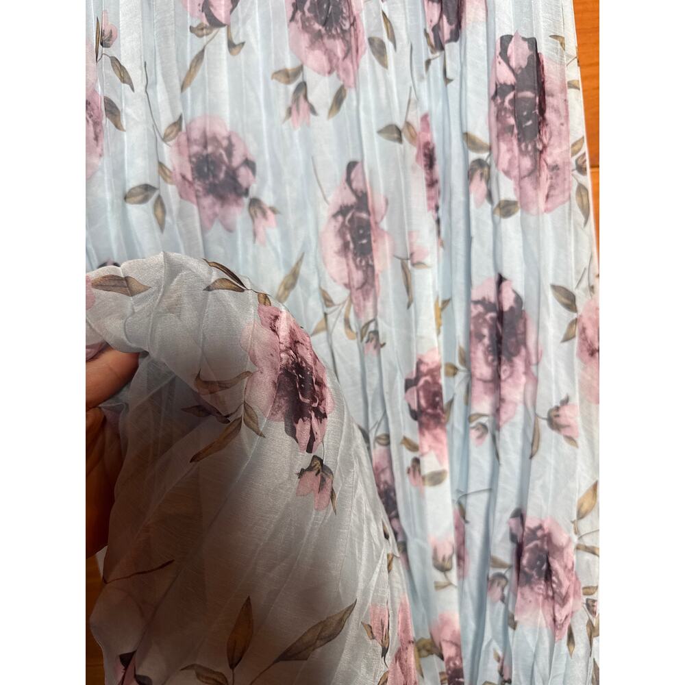 NWT Lulus Gorgeous Purpose Blue Floral Pleated Sleeveless Bow Maxi Dress Size XL - Picture 4 of 9